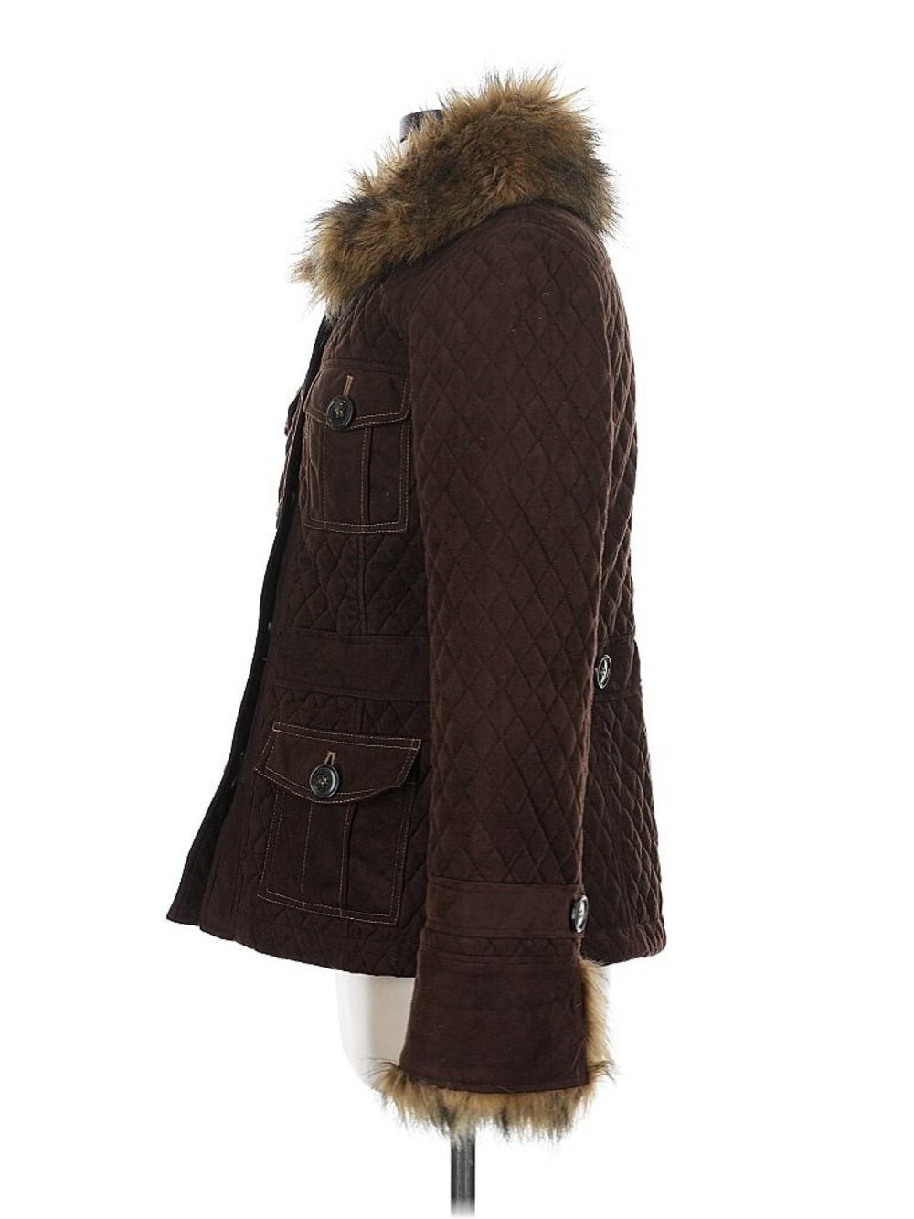 Vintage Goode Rider Quilted Brown Faux Fur Trim Jacket S Penny Lane Afghan Coat - Picture 11 of 14